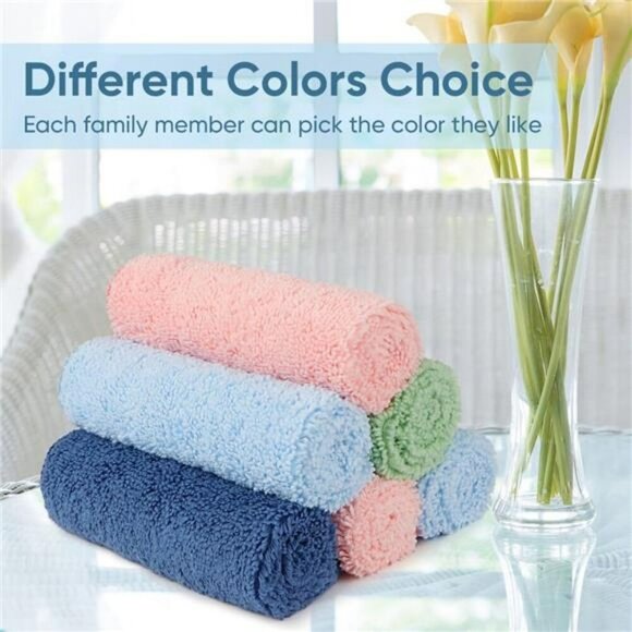 12 Pack Microfiber Washcloths 12x12 Soft Absorbent Face Towel Set Multicolor - Picture 7 of 8